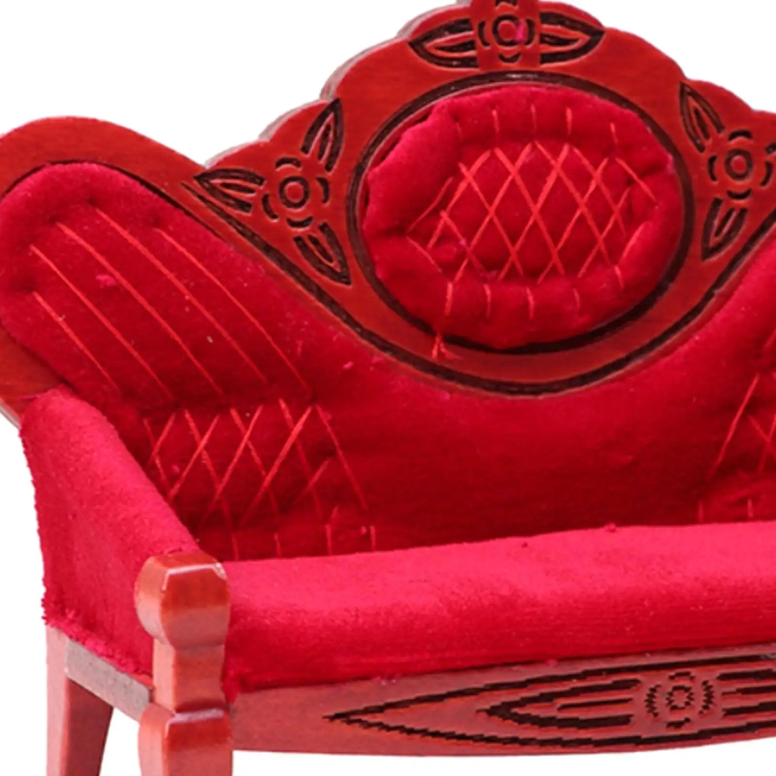 Sofa do domku dla lalek w stylu retro wiktoriańskim, mebel do domku dla lalek, skala 1/12