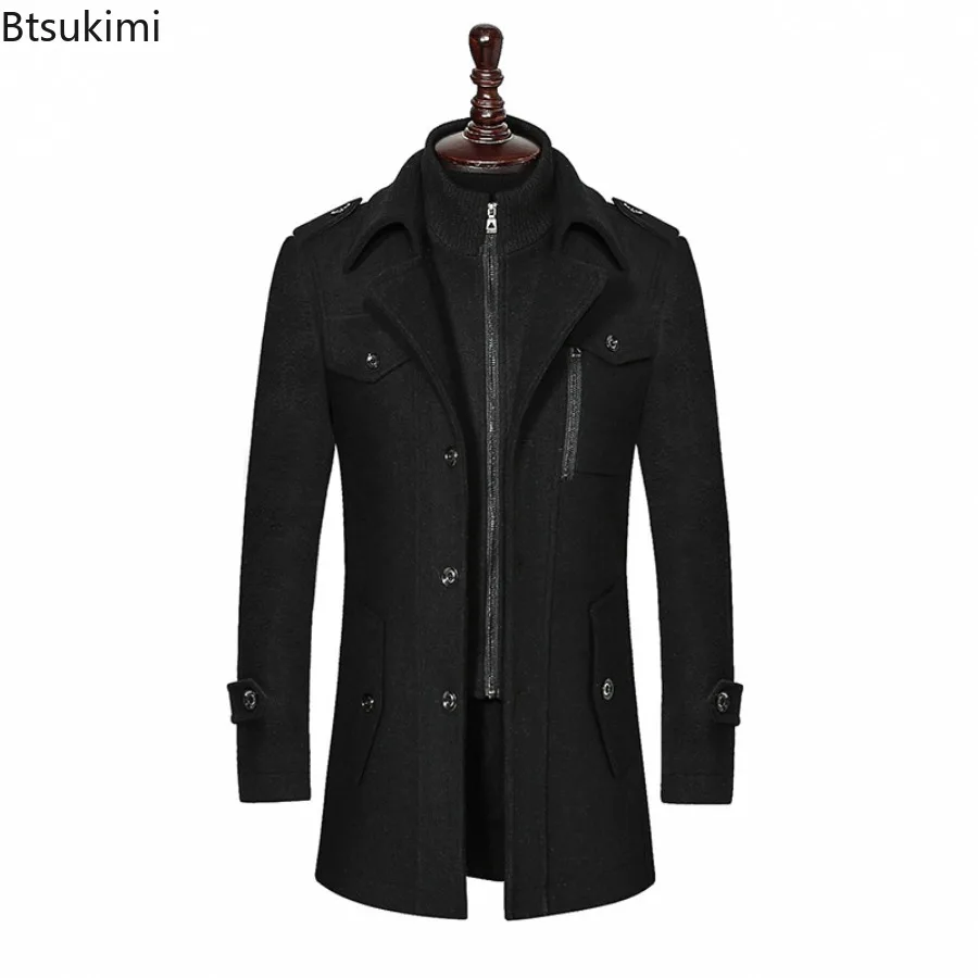 2025 Men's Fashion High-End Business Woolen Coat Atmosphere Long Thickened Wool Overcoat Autumn Winter Middle-Aged Stylish Coats