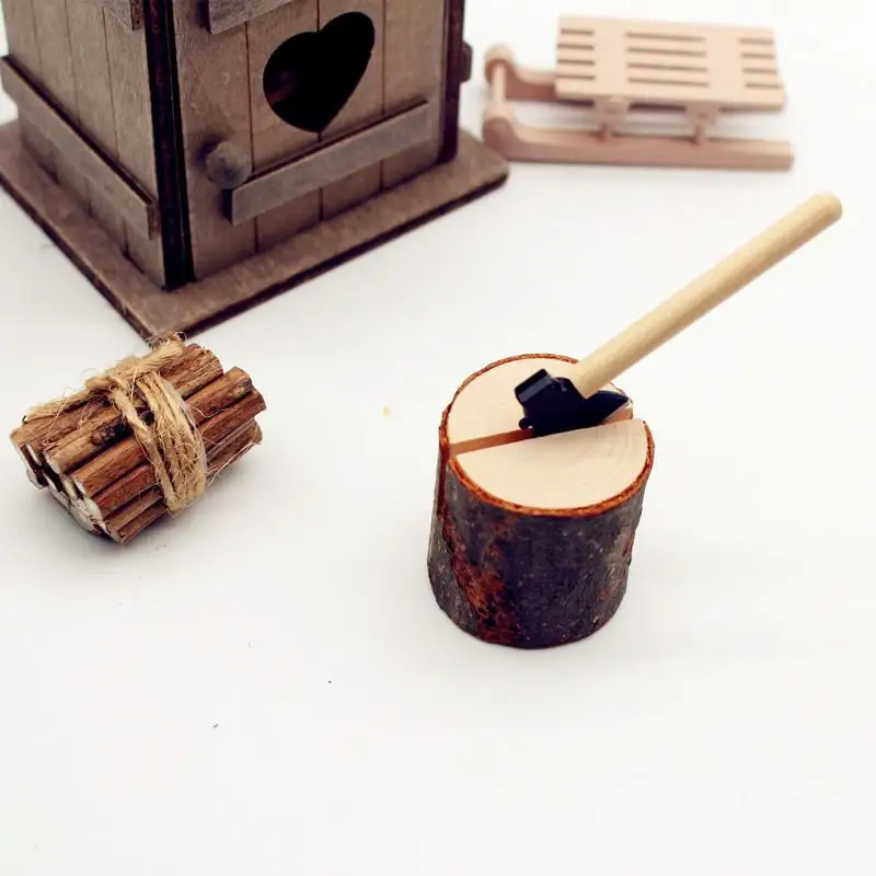 1/3Pcs New Fashion 1:12 Dollhouse Simulation Miniature Field Chicken Nest Axe Woodcutting Countryside Toilet Decoration