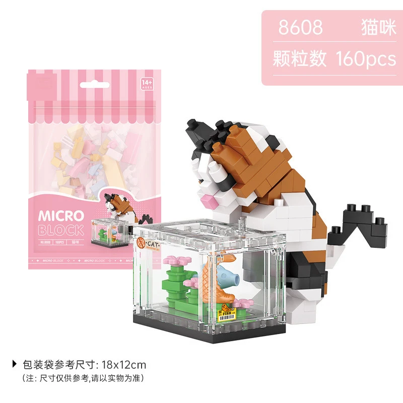 Panda Mini blocs de construction animaux blocs chat chien modèle Puzzle assemblage briques bricolage décoration de la maison jouet pour enfants fille garçon cadeaux
