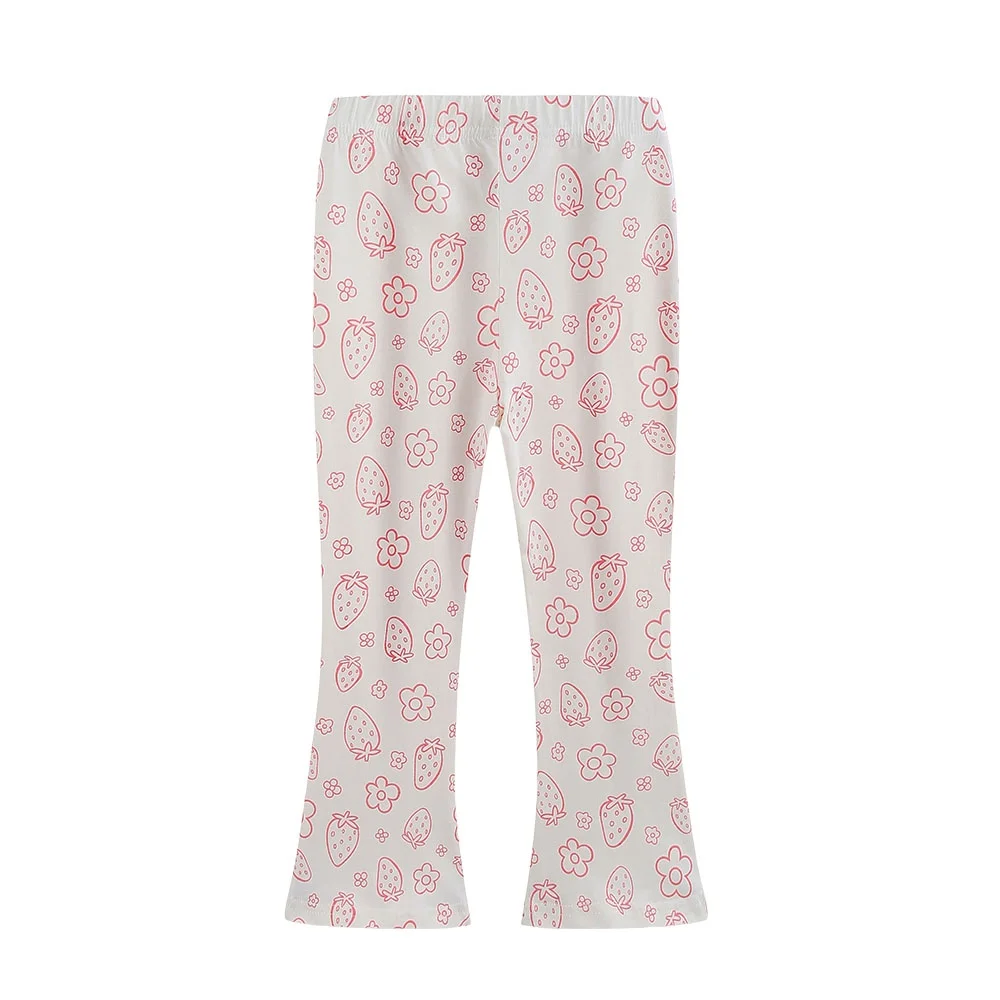 Jumping Meters 2-7T New Style Girls Flare Pants Full Length Strawberry Print Children's Leggings Pencil Trousers Kids Pants