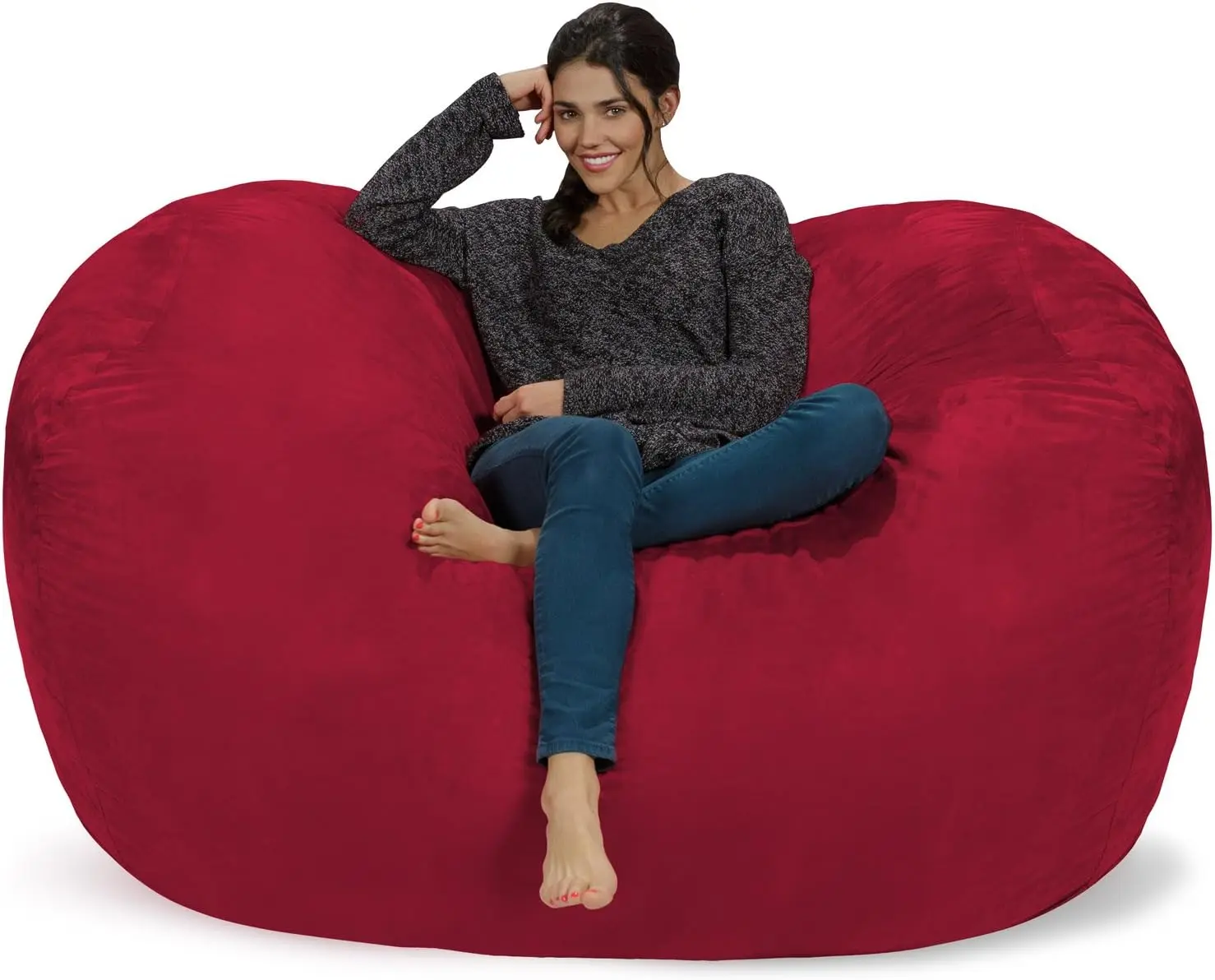 Bean Bag Chair: Huge 6' Memory Foam Furniture Bag and Large Lounger - Big Sofa with Soft Micro Fiber Cover - Cinnabar