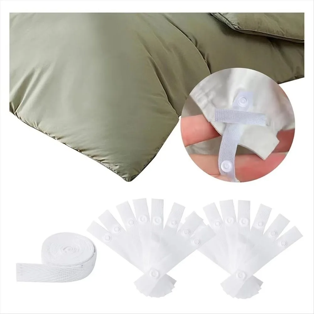 4/8/16PCS Four Corner Fixed Quilt Cover Ties Flat Rope Binding Secure Fit Bedding Ties Mother Buckle Reusable Duvet Snap Clips