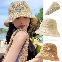 Koreaanse Zoete Stro Bloemkapjes Voor Vrouwen 2024 Boho Zomer Reizen Zonnebrandcrème Veelzijdige Showgezicht Kleine Japanse Schattige Emmerhoeden