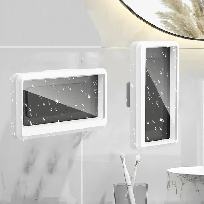 Bathroom Phone Holder Shower Waterproof Phone Case Seal Protection Touch Screen Mobile Phone Box For Kitchen Wall Stand Shelves