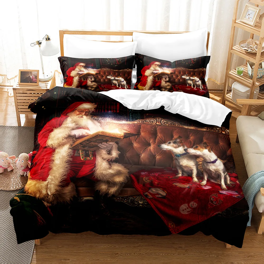 

Christmas bedding sets Cartoon Printed Duvet Cover with Pillow Cover Bedding Set Single Double Full Size Bedroom Christmas Deco