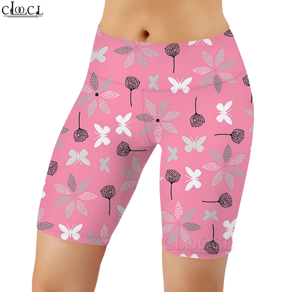 CLOOCL – Legging à motif de feuilles et de fleurs pour femme, short imprimé en 3D, Push-up, pantalon de survêtement pour la course en plein air