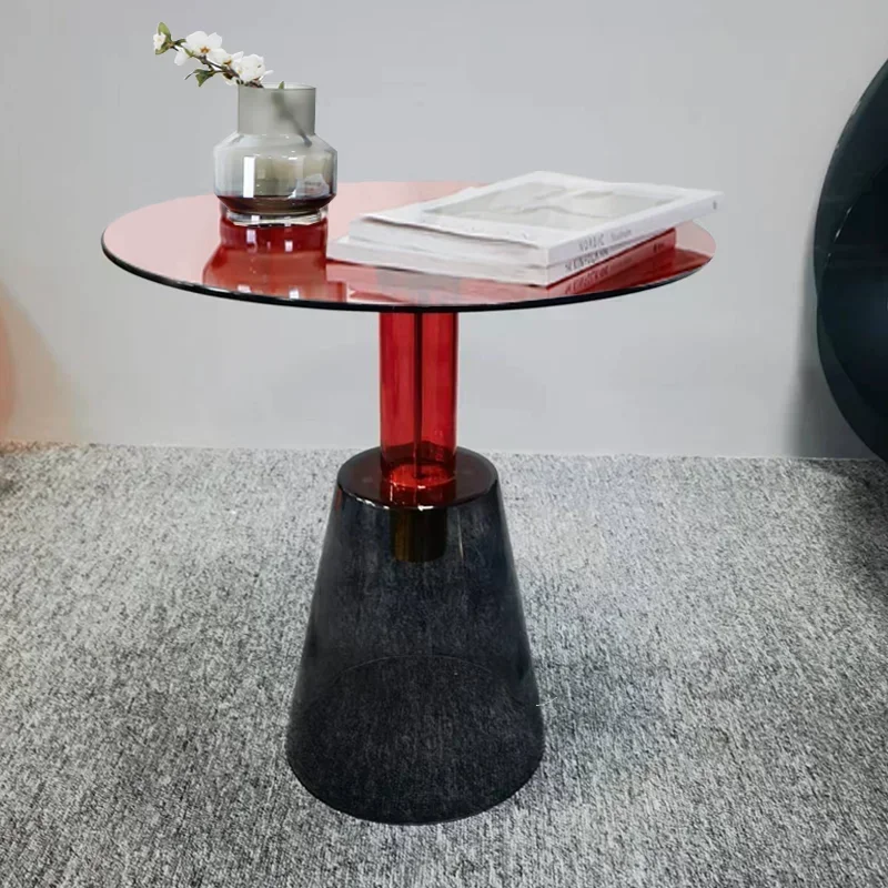 Transparent Tempered Glass Coffee Table Creative Living Room Colorful Metal Sofa Side Tables Light Luxury Bedroom Bedside Shelf image 5