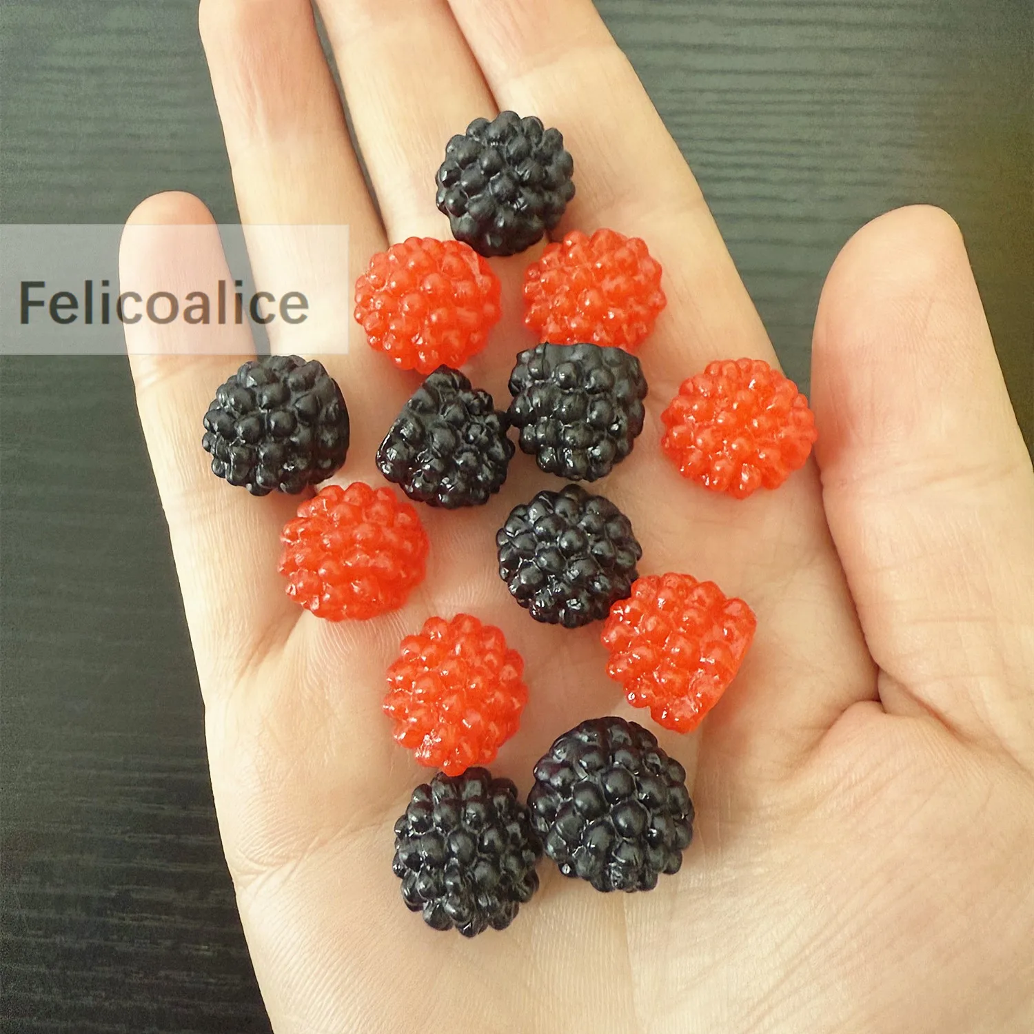 10pcs Resin Simulation Fruit Raspberry Miniature Cabochon Kawaii Fake Food DIY Phone Case Decoration Scrapbooking Craft Supply