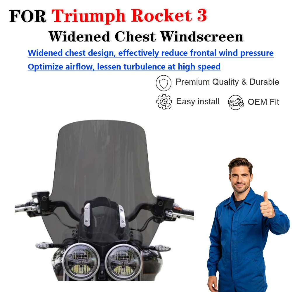 For Triumph Rocket3 Modified Widened Chest Windscreen Parabrisas moto