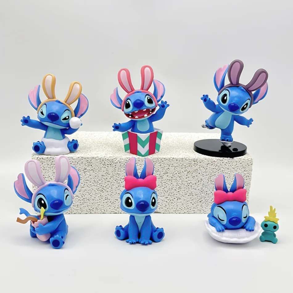 Miniso disney stitch figura brinquedo conjunto anime ponto estatuetas de ação presente natal e bonecas casa festa fornecimento decoração brinquedos