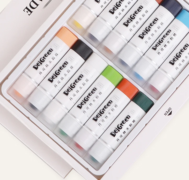 Professioneller fester Gouachestift, Basic/Macaron-Pastelle, Buntstifte, Malerei, Kinder, Zeichnen, Kunstbedarf, ungiftiger Wachsstift, DELGREEN – Detail 2