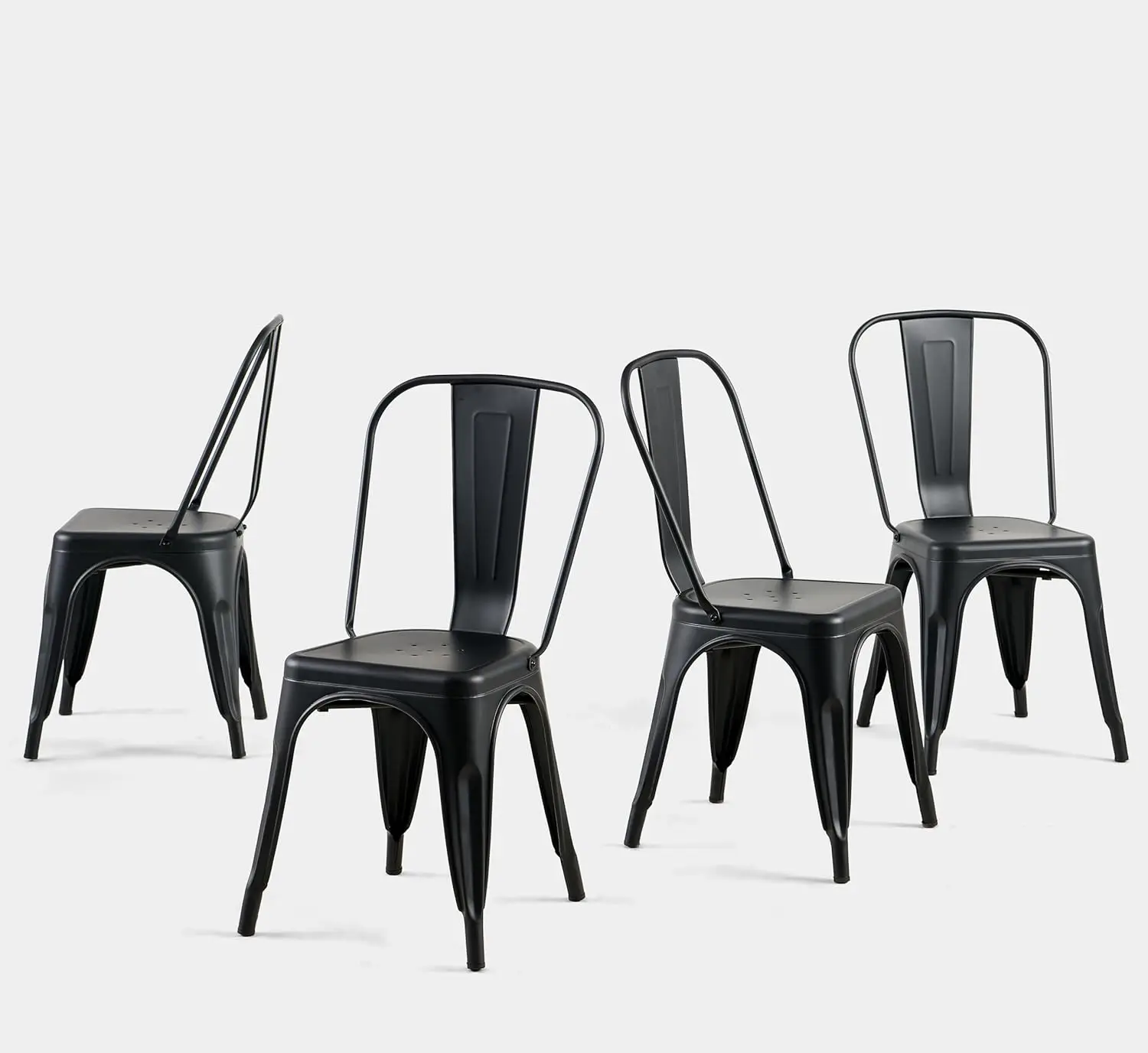 

Dining Chairs Set of 4 Industrial Stackable Kitchen Cafe Bistro Indoor-Outdoor Use Midnight Black