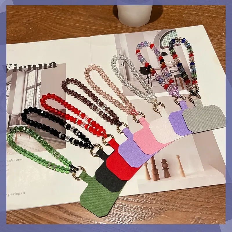 أو الهاتف الخليوي قصيرة الحبل حزام قلادة على الهاتف المعصم سلسلة صغيرة الطازجة كريستال سلسلة بدلاية الخرز مكافحة خسر قلادة #1