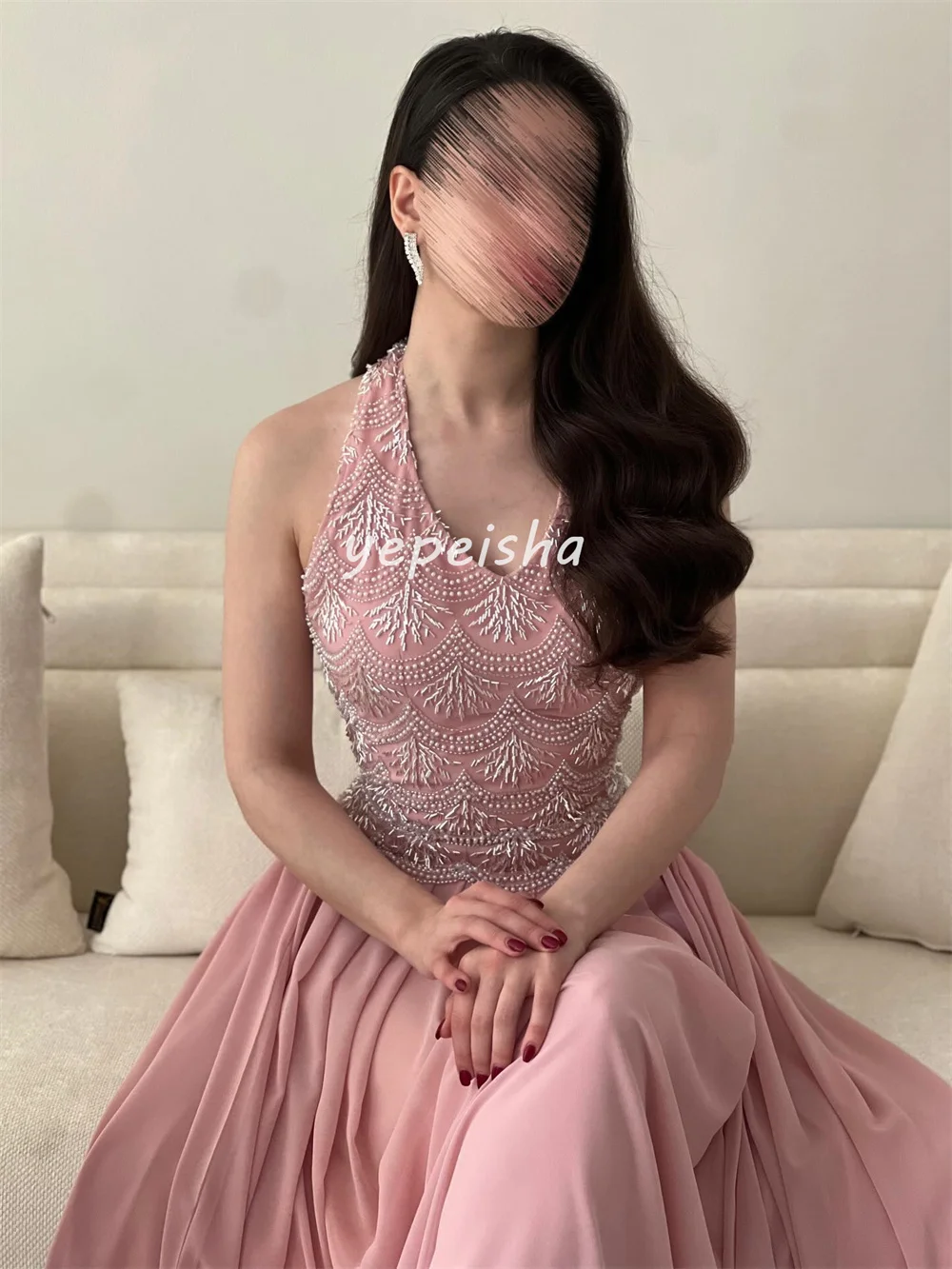 تخصيص معقدة البريق الشيفون الطية Ruched حجر الراين ألف خط الرسن فساتين السهرة الطويلة فساتين الأحجام المتاحة الموضة