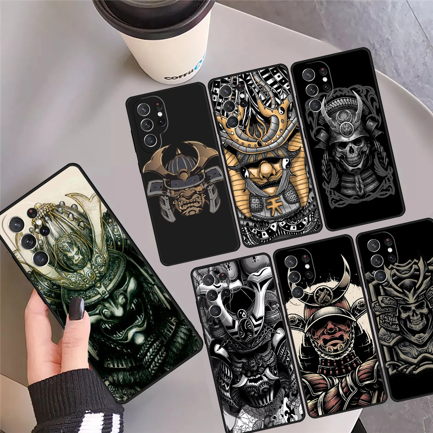 

Чехол для телефона Samurai Mask Helmet Coque для Samsung Galaxy S24 S25 Ultra S23 S22 Plus S21 FE S20 Note 10 20 Pro
