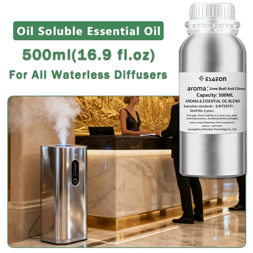 ESAEON Hotel Diffuser Replenishes Essential Oils - For Waterless Aromatherapy Machines, Lime Basil Citrus - 500ML (16.9 fl.oz)