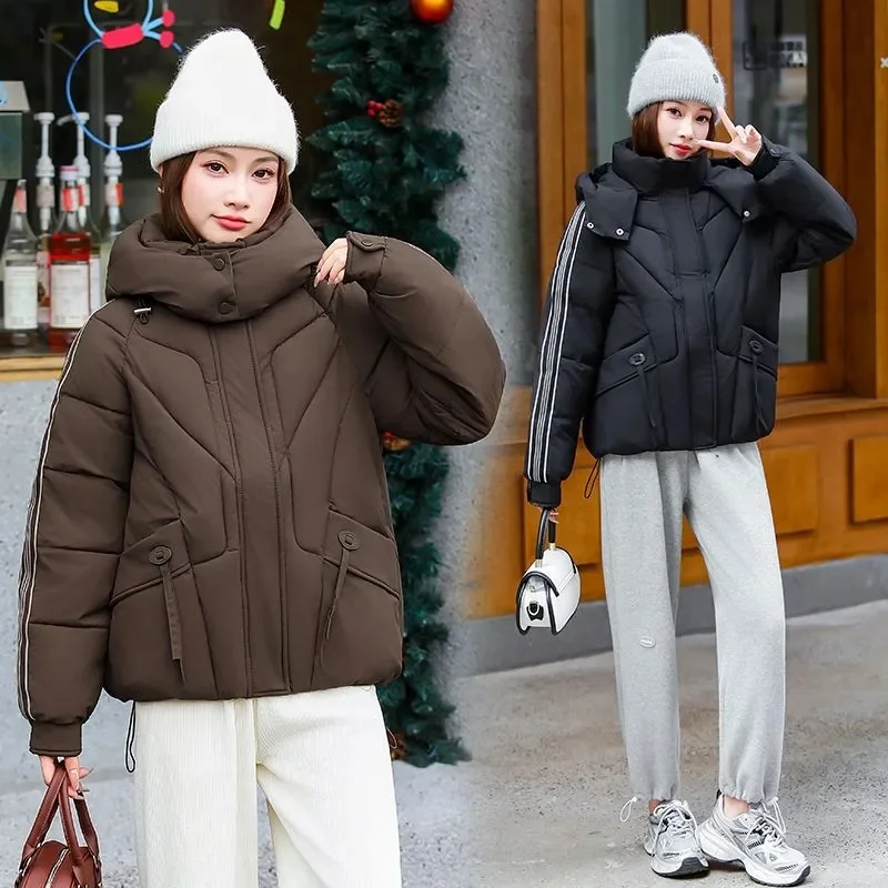 Explosions doudoune femmes Parkas 2025 hiver nouveau court chaud coton rembourré manteau femme vêtements d'extérieur à capuche mode pardessus hauts