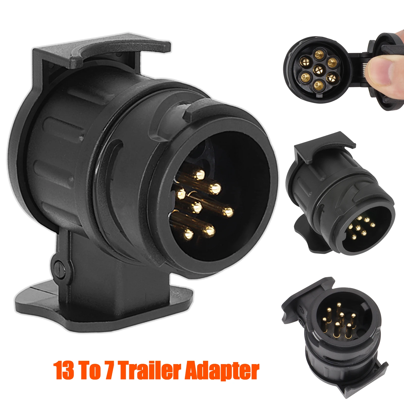 12V Waterproof Durable 13 To 7 Pin Trailer Towing Socket Adapter Truck Caravan Accessories Electric Adapter Protects Connections