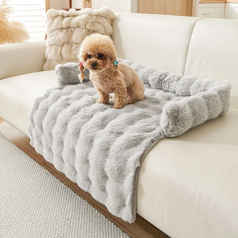 Nieuwe nep konijnenbont grote hondenmat kattenbed huisdiermatras leuk luxe pluche huisdierbed geschikt voor kleine tot middelgrote honden en katten