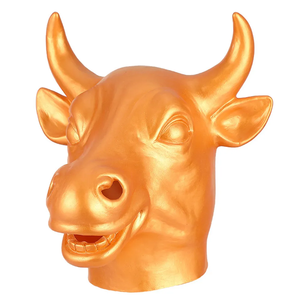 Goldene Stierkopfmaske aus Naturlatex für Halloween, Weihnachten, Party-Kostüme und Requisiten – Detail 4
