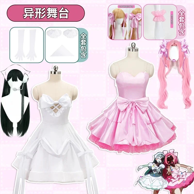 HD2S 2026 Alien Zombie State Mizi Cosplay Costume Wig Pink Mini Dress Cute Big Bow Glitter Ruffle Skirt Idol Stage Outfit view 2