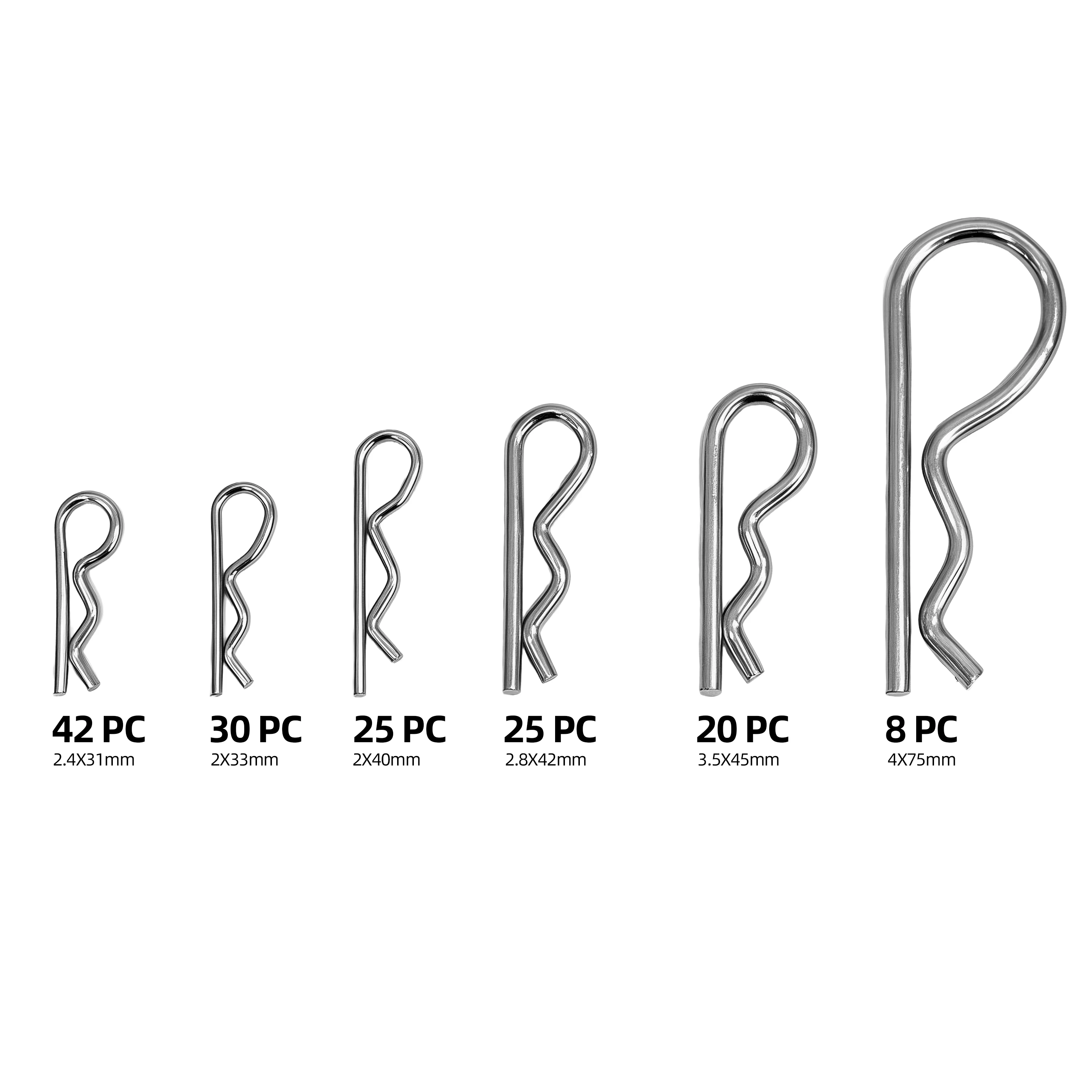 150PC Hitch Pin / 555PC Cotter Pin Assortment Kit Steel R-Clip Set with Storage Case for Trailer Farm Hardware Repair