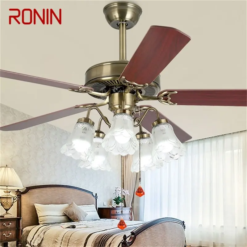 RONIN Ceiling Fan Light Large 52 Inch Lamp With Remote Control Modern Simple LED For Home Living Room