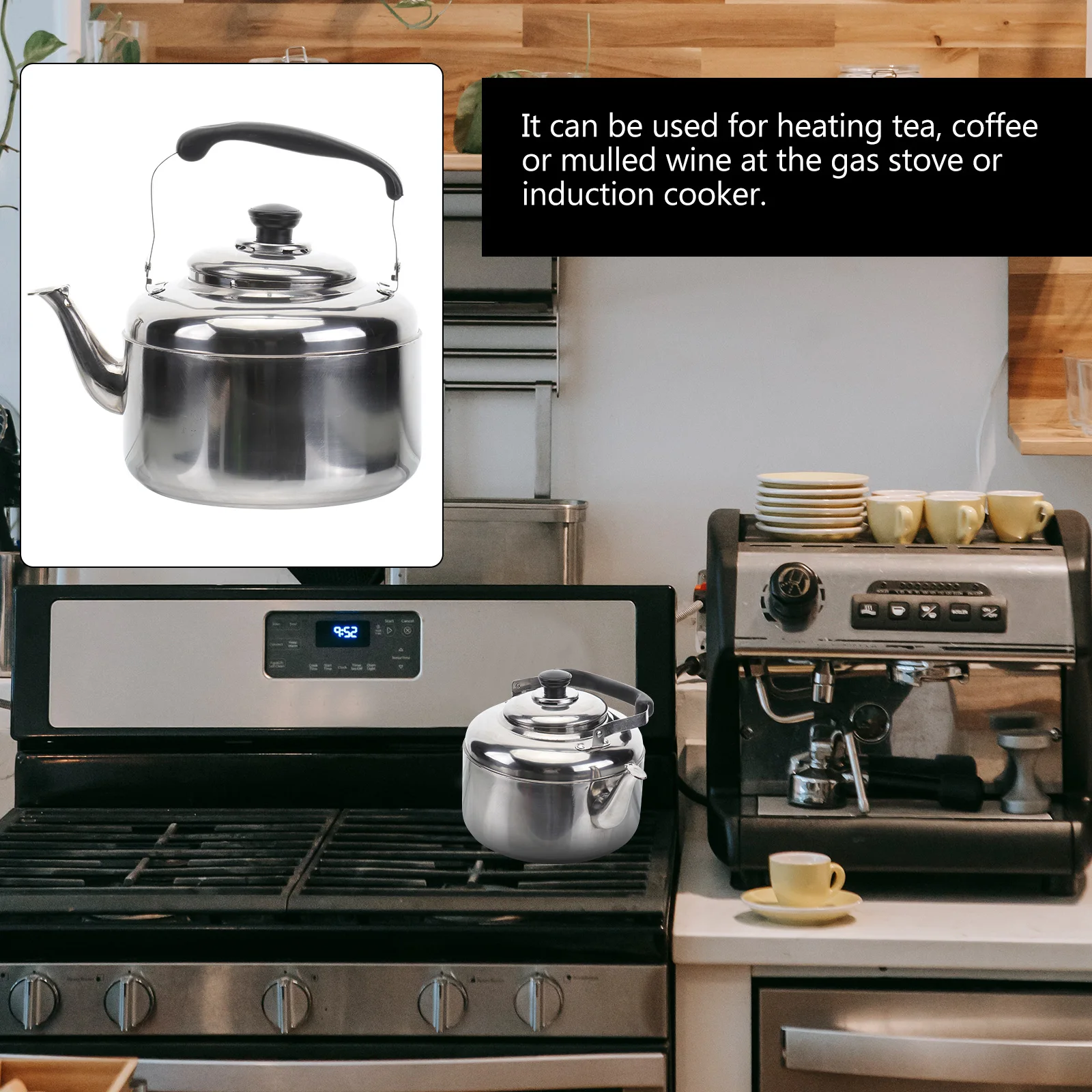 

Stainless Steel Whistling Teakettle Water Heating Kettle for Gas Stove Induction Cooker Thickened Design Suitable Coffee