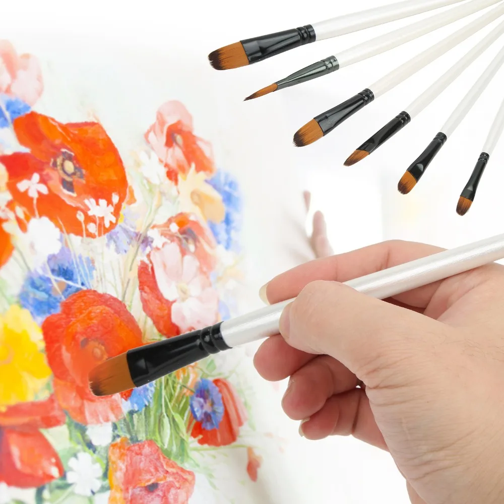 12pcs Multipurpose 6 Sizes Paint Brush Set Soft Bristles Hand Made Artist Paint Brushes Craft Painting Painting