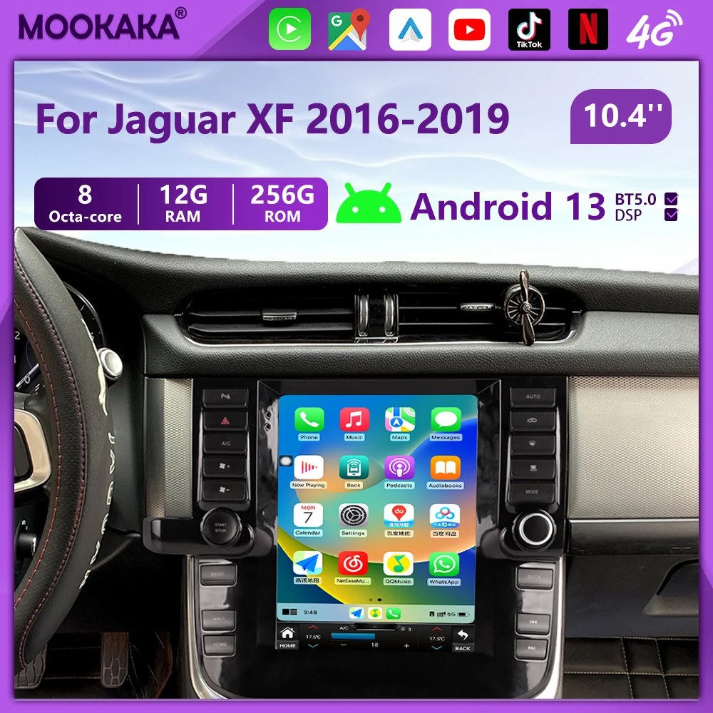 Audio Android14 para Jaguar XF 2016-2019 Auto 7862 8 + 128GB navegación GPS CarPlay Radio de coche reproductor Multimedia