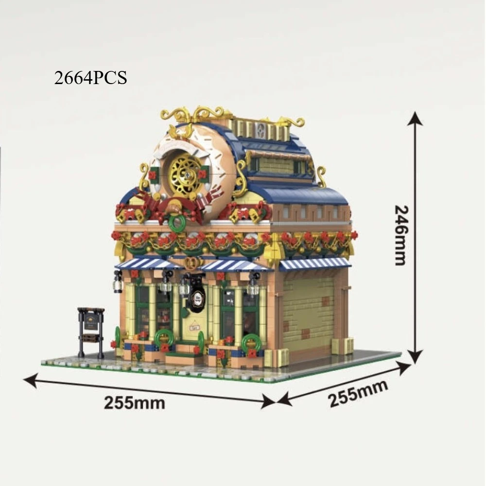 MOC – ensemble de blocs de construction de maison d'atelier de desserts médiéval, magasin de fleurs français, jouet d'architecture pour enfants, cadeau d'anniversaire