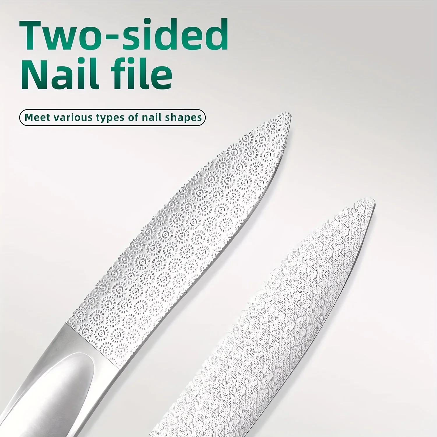 قطعة واحدة من مبرد أظافر احترافي، من الفولاذ المقاوم للصدأ على الوجهين، متين وقابل لإعادة الاستخدام، مبرد أظافر للرجال والنساء