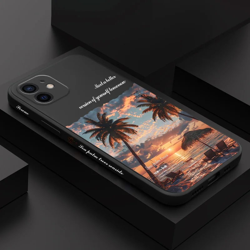

Sunset Sea Phone Case For iPhone 12 11 X XR XS 8 7 SE2 Pro Max Plus Mini Liquid Silicone Soft Cover