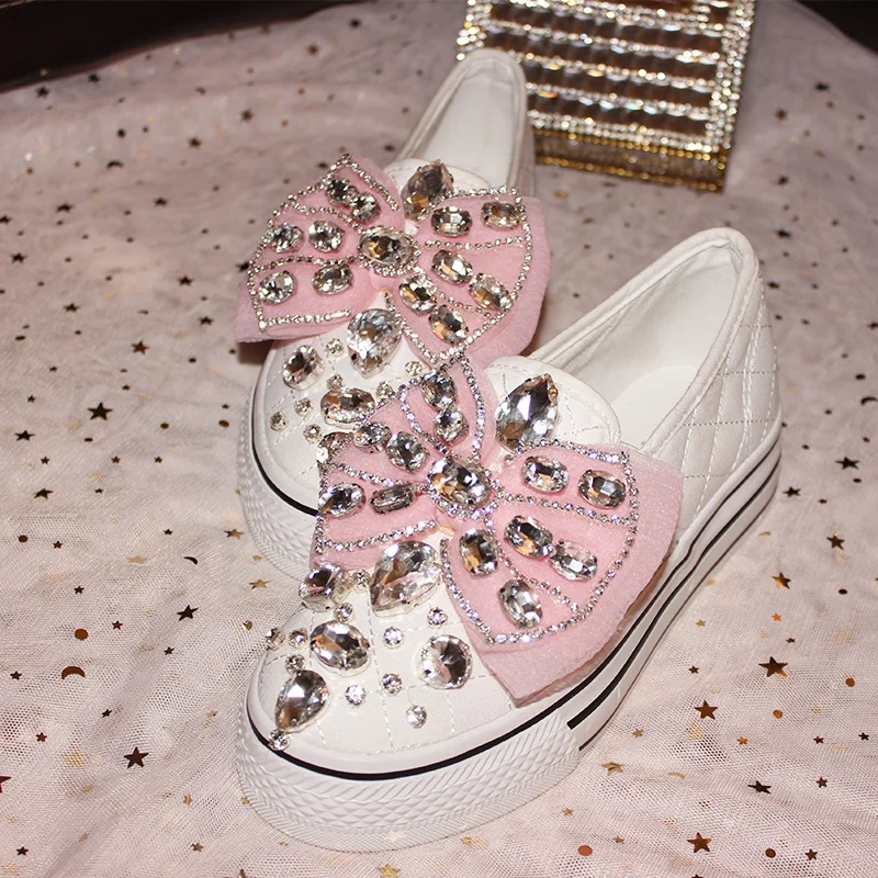 New Joker Rhinestone Soft Bottom Flat Bow Casual Shoes