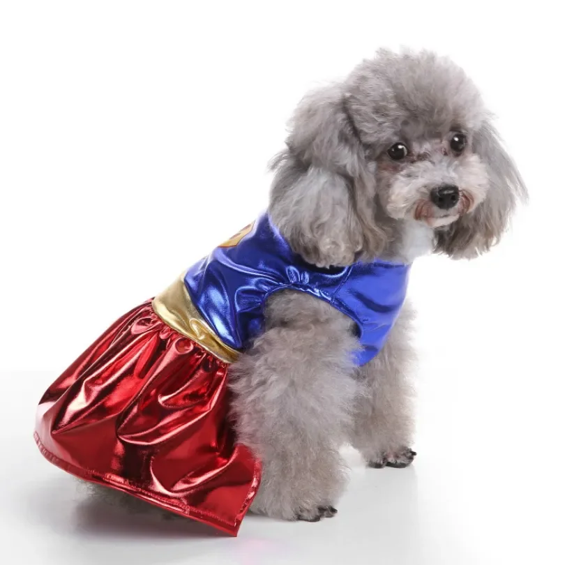 

Christmas Dog Apparel Power Paw And Eagle Wonder Women Skirt Suit Dog Costume Jumpsuits For Small Medium Pet Dog Clothing S-XL