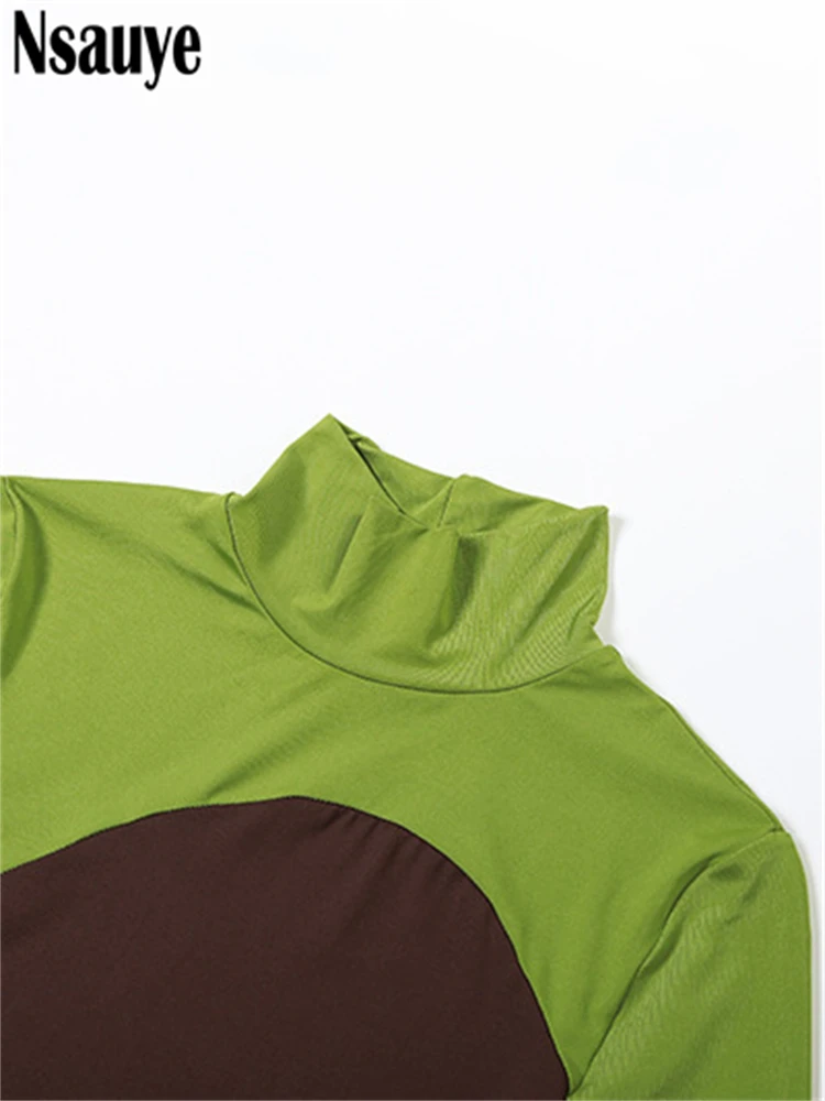 Nsauye فستان نسائي طويل الأكمام عالي الخصر موضة الياقة المدورة خريف فستان نحيف 2025 شتاء مثير نادي الحفلات فستان أنيق #6