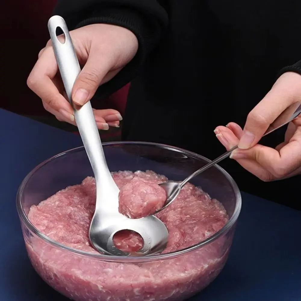 1Pcs Stainless Steel Meatball Spoon Dishwasher Safe Hand Squeeze Meatball Maker Easy Peeling Pressin Meatball Scoop