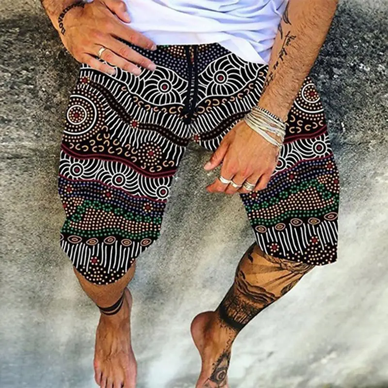 Men's summer quick-drying beach shorts 3d skull floral print breathable surf pants loose holiday seaside casual pants