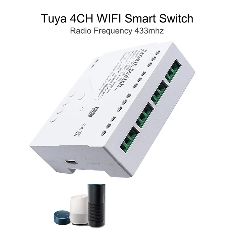 A37T-Tuya Smart Switch Wifi DIY Timer+Remote AC/DC 7-32V 4CH RF Smartlife Home Automation Module For Alexa Google Home Replaceme
