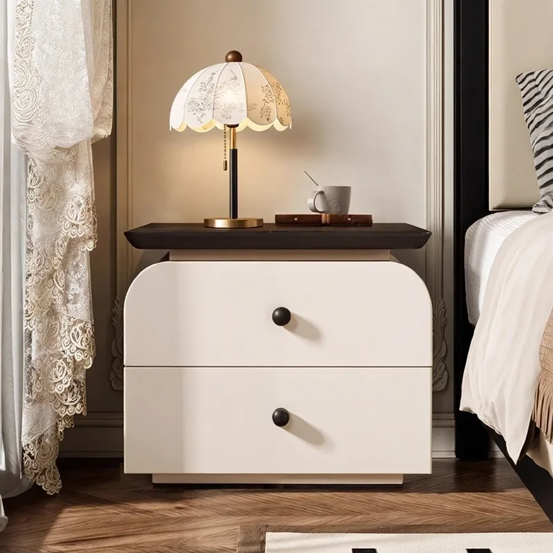 All solid wood bedside table household bedroom 2025 explosion cream wind small children's storage free installation storage cabi