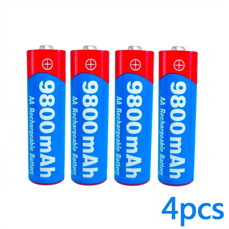 100% 충전식 AA 배터리, LED 조명 장난감 카메라 마이크 배터리, 1.5V, 9800mAh, 1.5V, 신제품