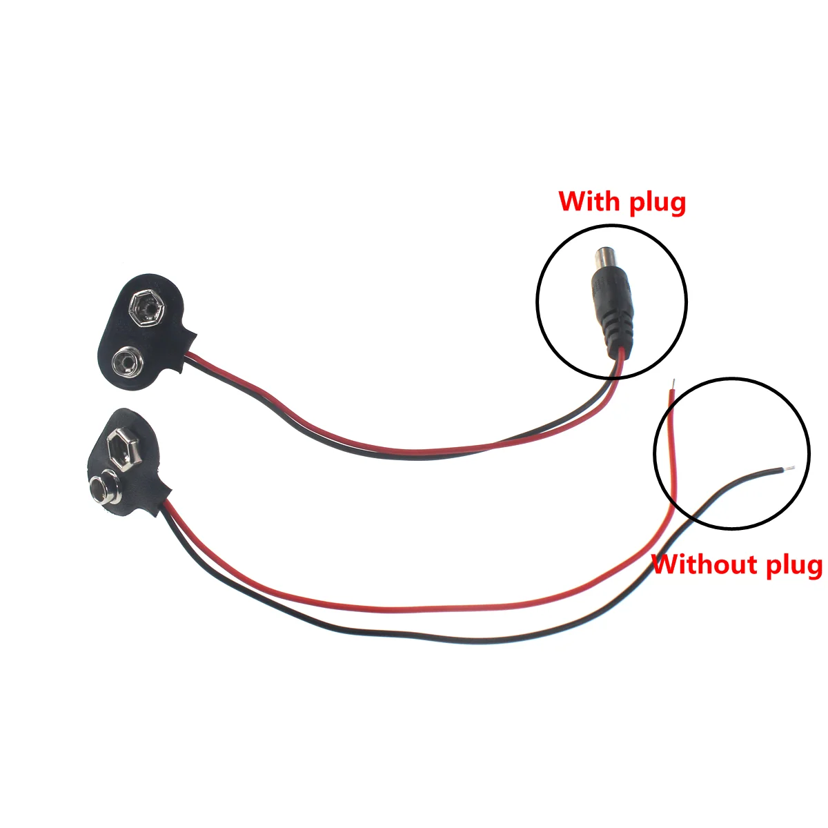 10pcs 9V Battery Button Battery Cap Connector Battery Connector Connector with Leads 10CM 6F22 I-type T-type
