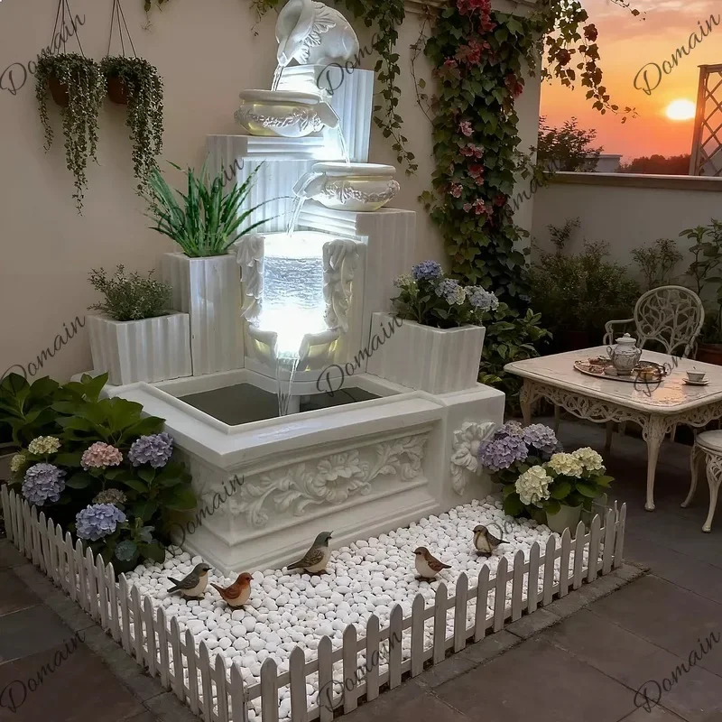 BJ European Style Corner Fish Pond Fountain Waterfall Decor For Garden Courtyard Balcony Villa Landscape