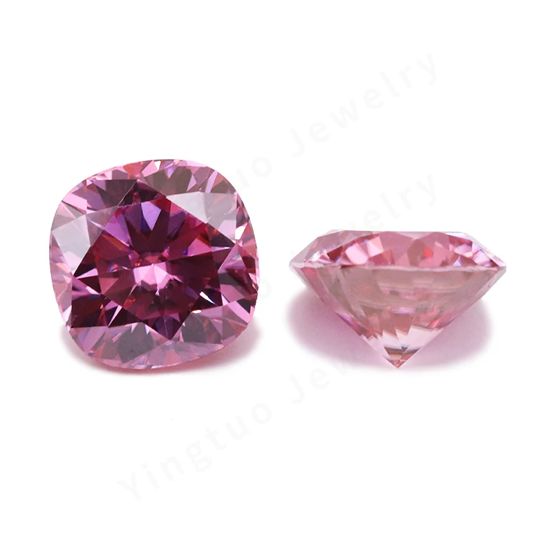 Pink Color Moissanite Stone Cushion Cut 7*7mm 2ct Lab Greated Gemstone Diamond for Woman Jewelry Rings Earrings Making