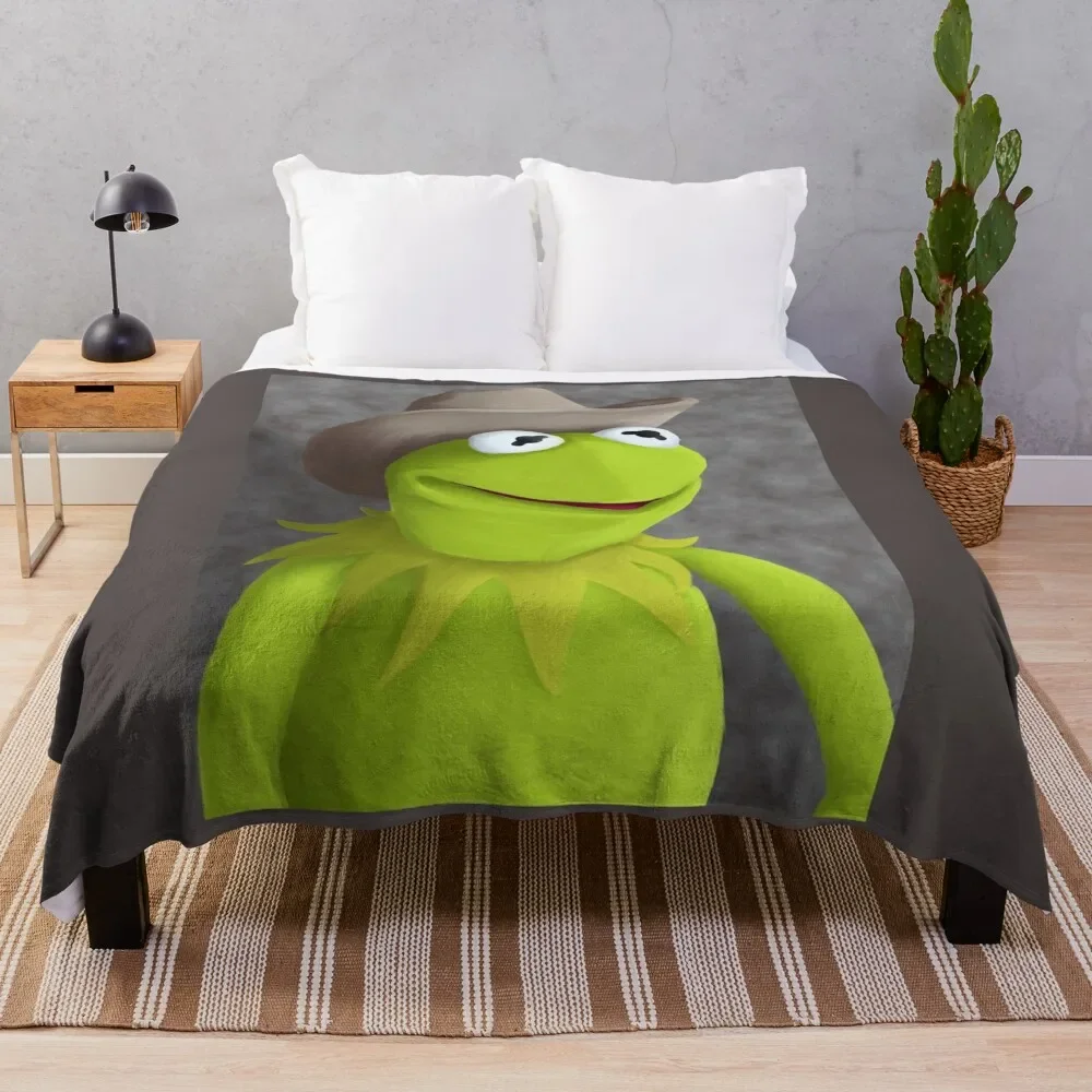 

Cowboy Hat Kermit Portrait Throw Blanket Plush warm for winter Decorative Beds bed plaid Blankets