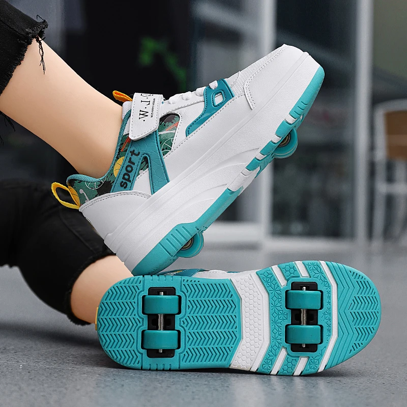 Roller Skate Shoes Boys 4 Wheels Sneaker Kid Fashion Casual Sport Boot Girl Children Gift Toy Footwear