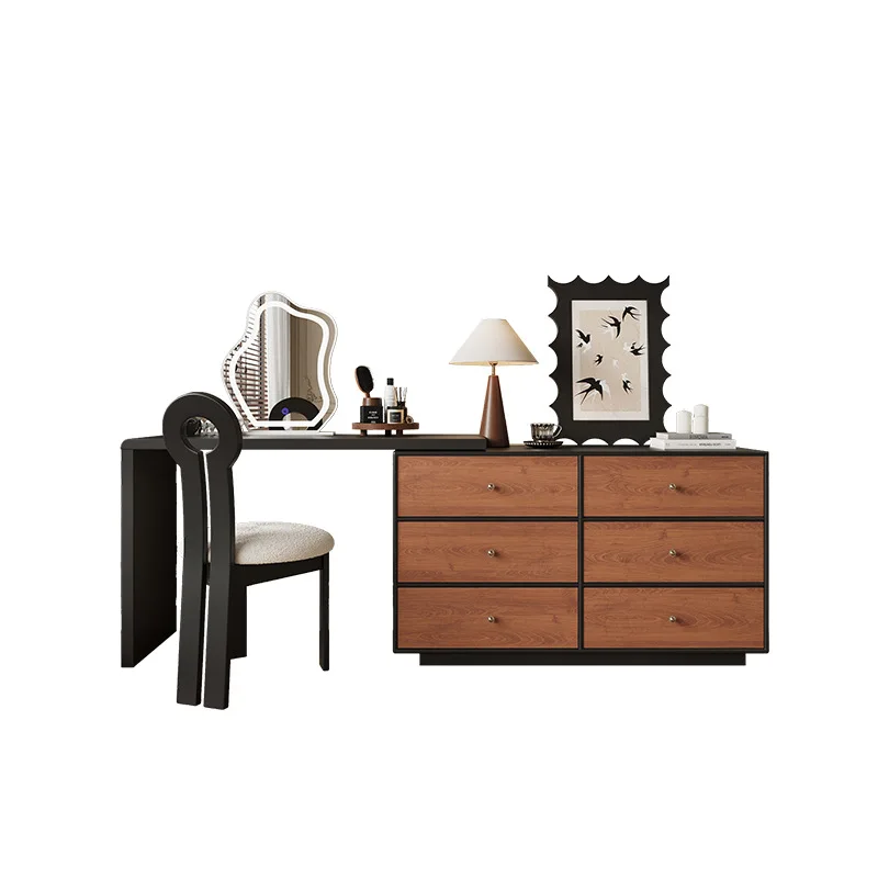 

French retro solid wood dresser small apartment bedroom simple modern small apartment home medium and ancient style dressing tab