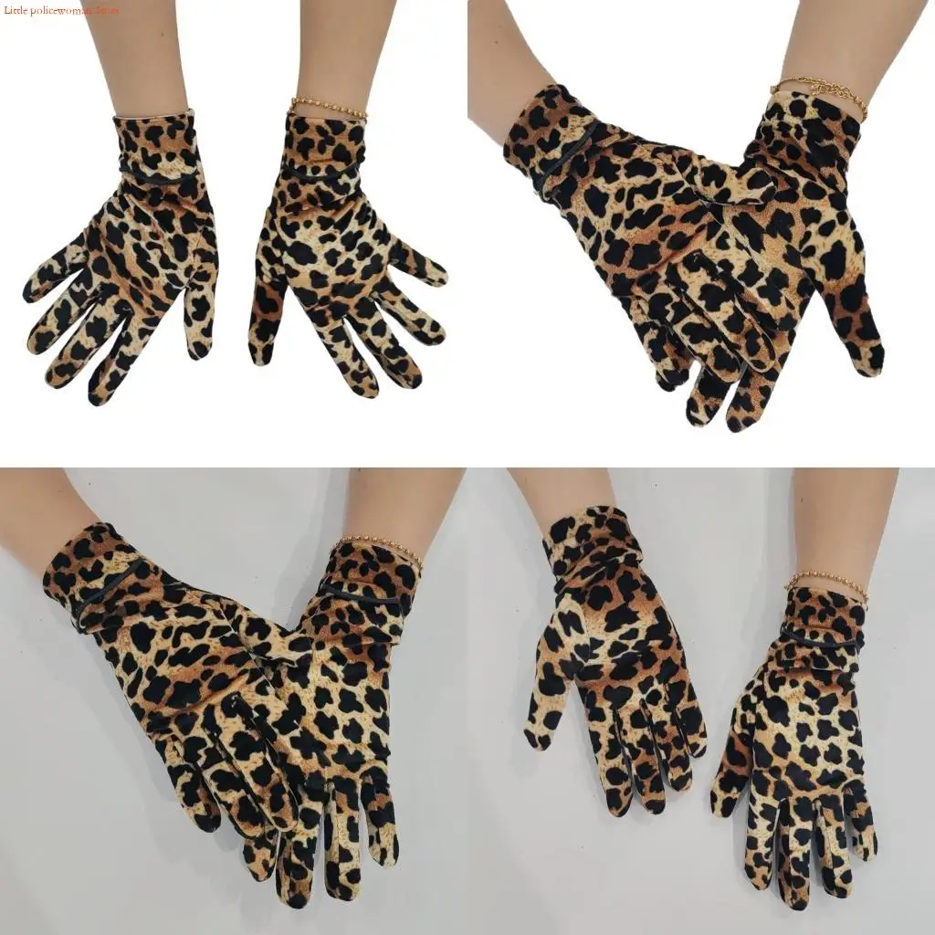 قفازات F92D متينة بنمط الفهد، نسيج ناعم الملمس للرجال والنساء والمراهقين