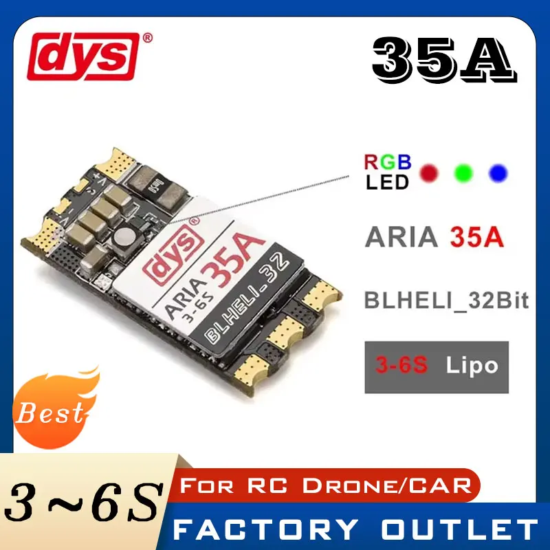 

DYS Brushless ESC Aria BLHeli_32bit 35A 35amp 3S-6S Dshot1200 Ready Built-in Current Meter Sensor For RC Models Quadcopter Part